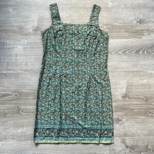 Vtg 90's Faded Glory Green Floral Dress Sleeveless Fairy Grunge Cotton Size M